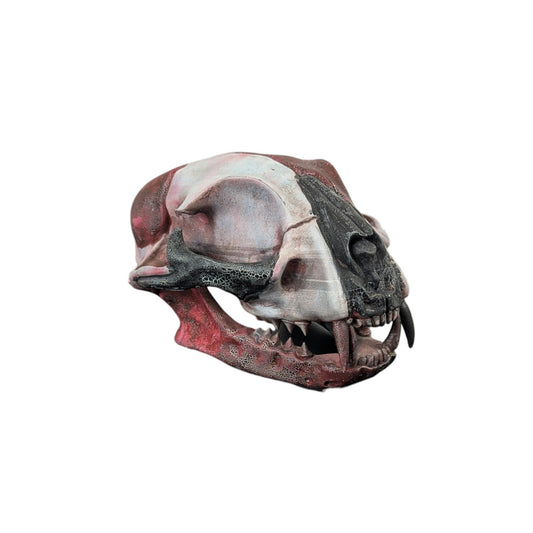 Street Art Style Large Scale Cat Skull Resin