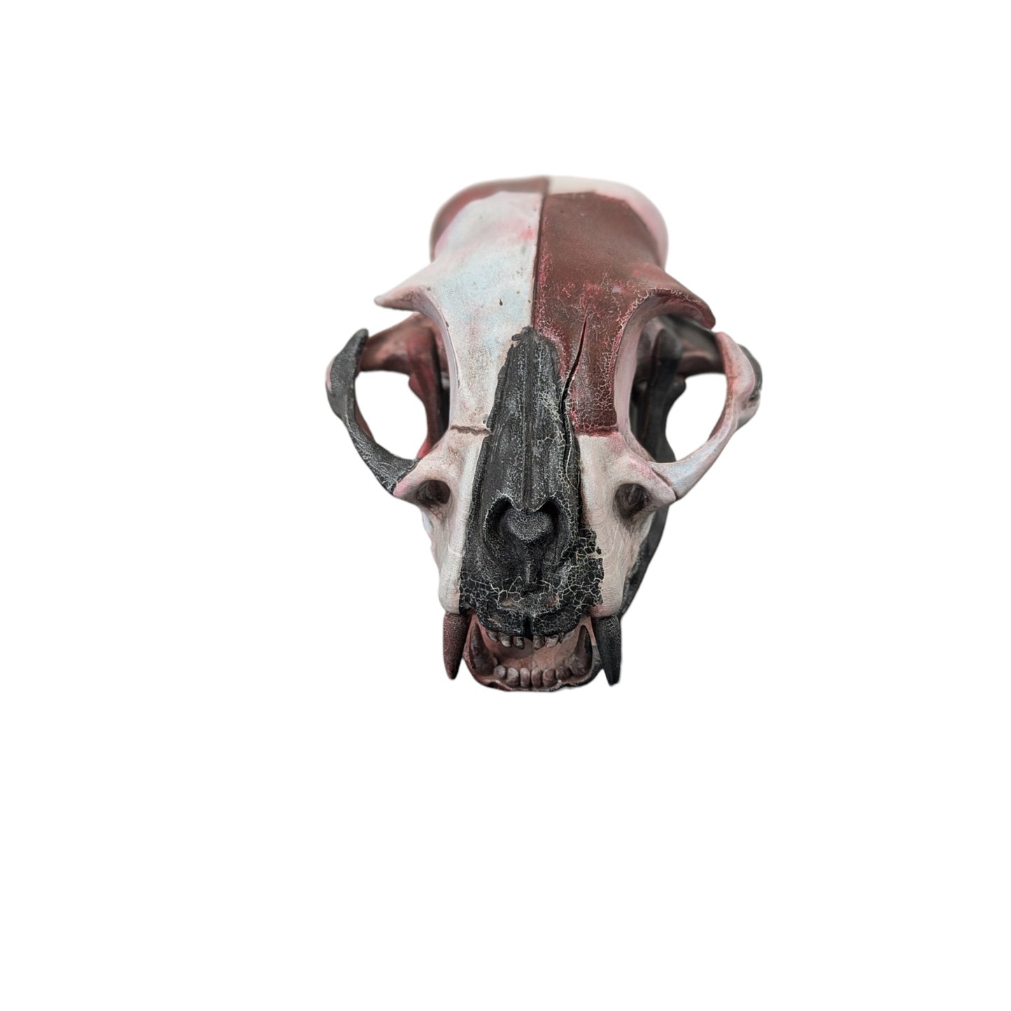 Giant Cat Skull | Weathered Red & Black | Street Art Edition